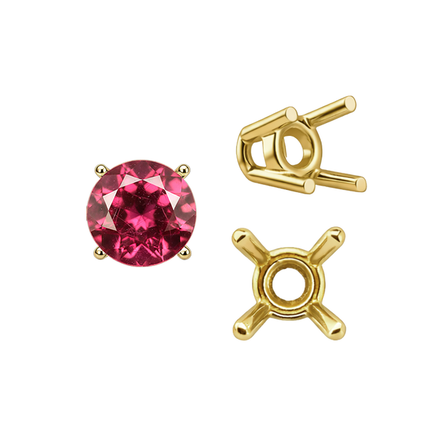 ITI NYC Four Prong Round Wire Basket Settings in 14K Gold (1.75 mm - 11.00 mm)