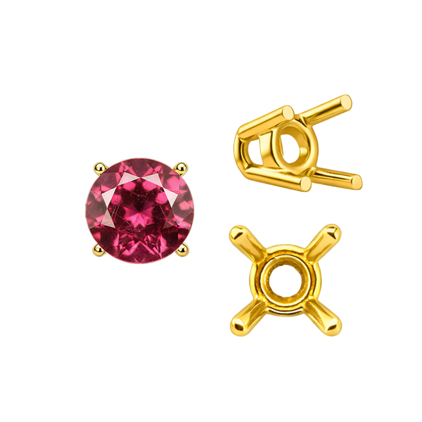 ITI NYC Four Prong Round Wire Basket Settings in 18K Gold (1.75 mm - 11.00 mm)