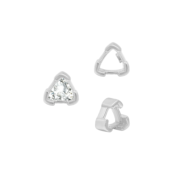 ITI NYC V-End Trillion Shape Single Wire Settings in Sterling Silver (3.00 mm - 10.00 mm)