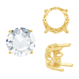 ITI NYC Four Prong Round Filigree Settings in 14K Gold (3.00 mm - 10.00 mm)