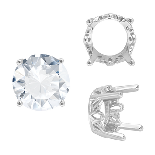 ITI NYC Four Prong Round Filigree Settings in Sterling Silver (3.00 mm - 10.00 mm)