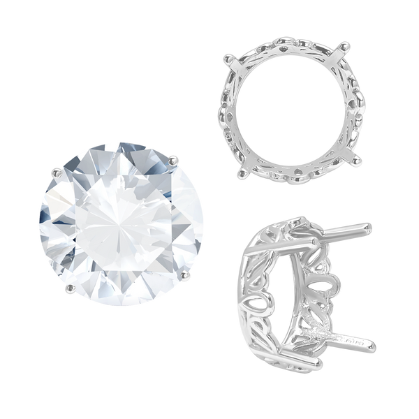 ITI NYC Four Prong Round Filigree Settings in 14K Gold (3.00 mm - 22.00 mm)