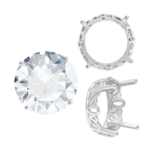 ITI NYC Four Prong Round Filigree Settings in 14K Gold (3.00 mm - 22.00 mm)