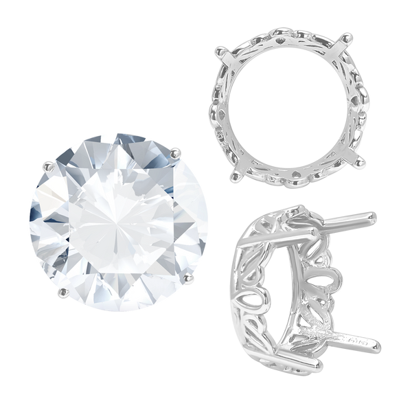 ITI NYC Four Prong Round Filigree Settings in Sterling Silver (3.00 mm - 22.00 mm)