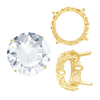 ITI NYC Four Prong Round Filigree Settings in 14K Gold (3.00 mm - 22.00 mm)