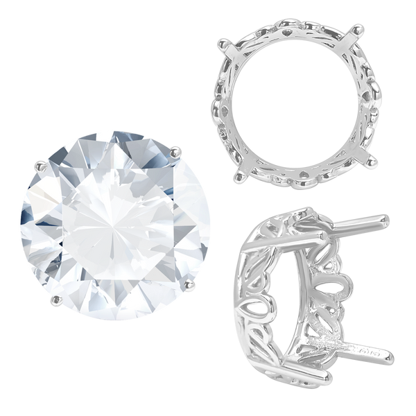 ITI NYC Four Prong Round Filigree Settings in 14K Gold (3.00 mm - 22.00 mm)