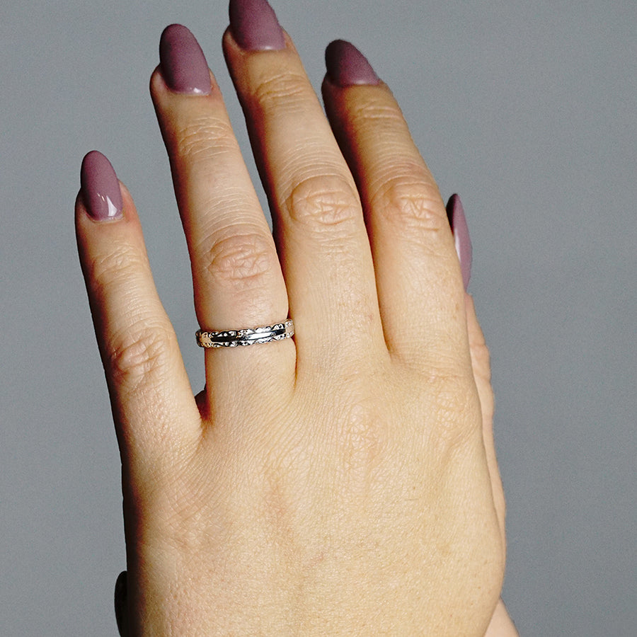 Scroll Edge Stackable Ring in Sterling Silver