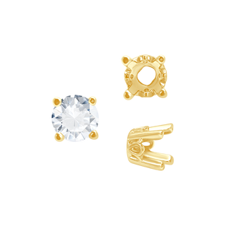 ITI NYC Four Prong Round Filigree Settings in 14K Gold (3.00 mm - 10.00 mm)