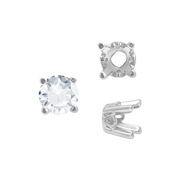 ITI NYC Four Prong Round Filigree Settings in Sterling Silver (3.00 mm - 22.00 mm)
