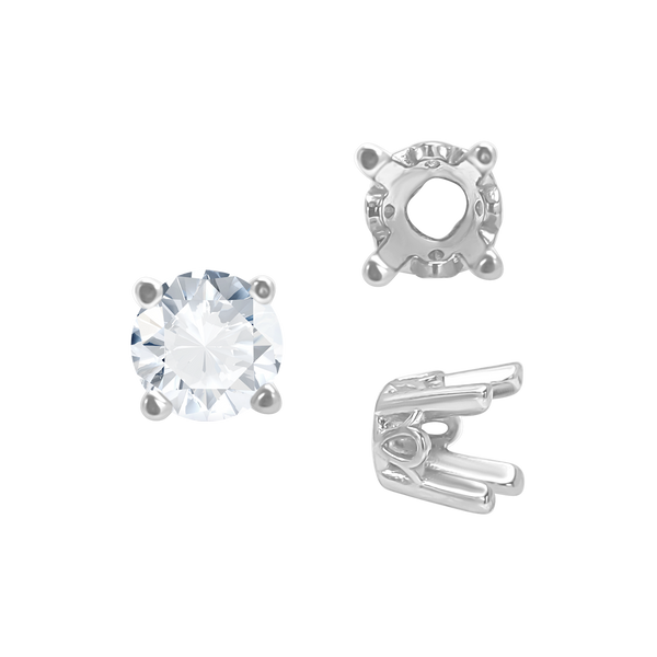 ITI NYC Four Prong Round Filigree Settings in 14K Gold (3.00 mm - 10.00 mm)