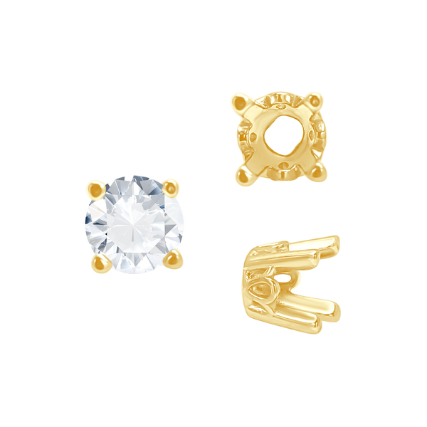 ITI NYC Four Prong Round Filigree Settings in 14K Gold (3.00 mm - 10.00 mm)