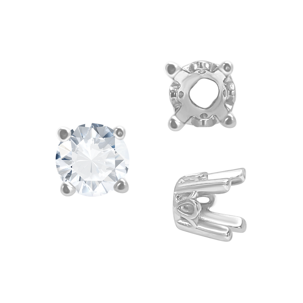 ITI NYC Four Prong Round Filigree Settings in 14K Gold (3.00 mm - 22.00 mm)