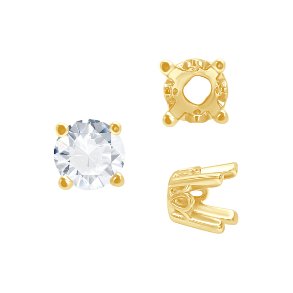 ITI NYC Four Prong Round Filigree Settings in 14K Gold (3.00 mm - 22.00 mm)