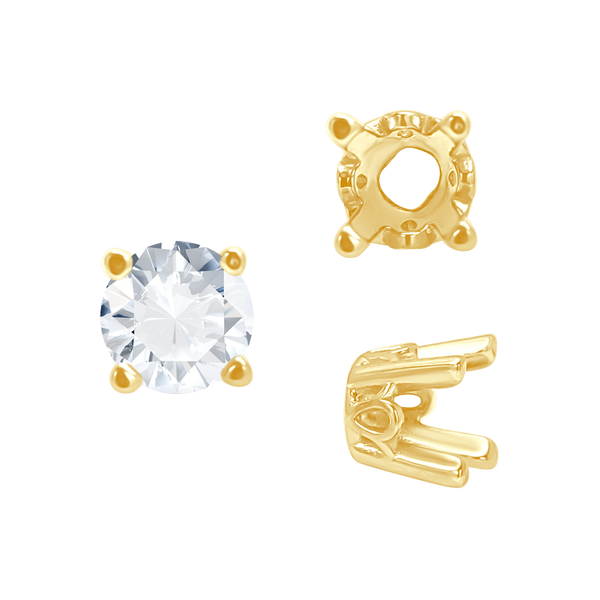 ITI NYC Four Prong Round Filigree Settings in 14K Gold (3.00 mm - 10.00 mm)