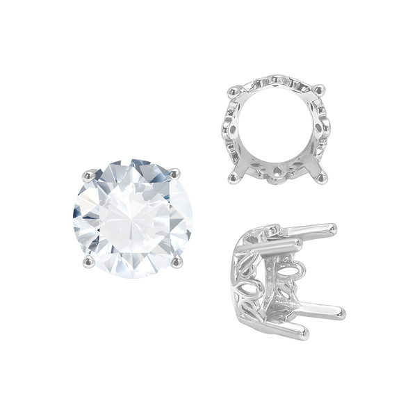 ITI NYC Four Prong Round Filigree Settings in 14K Gold (3.00 mm - 10.00 mm)