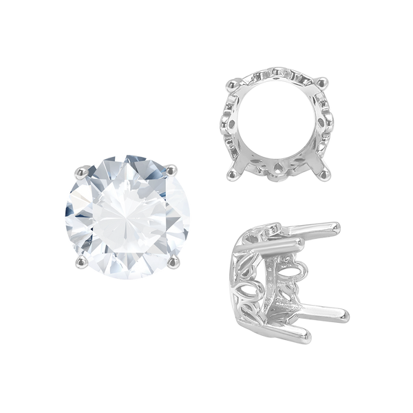 ITI NYC Four Prong Round Filigree Settings in 14K Gold (3.00 mm - 10.00 mm)