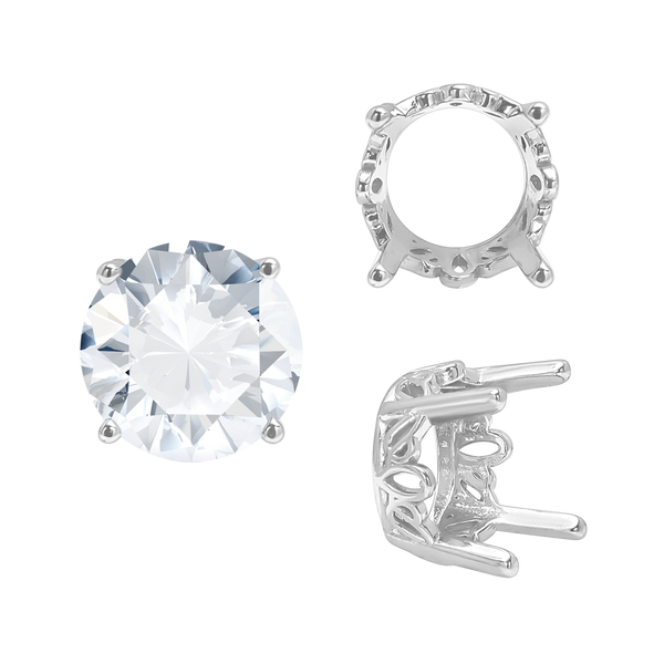 ITI NYC Four Prong Round Filigree Settings in 14K Gold (3.00 mm - 10.00 mm)