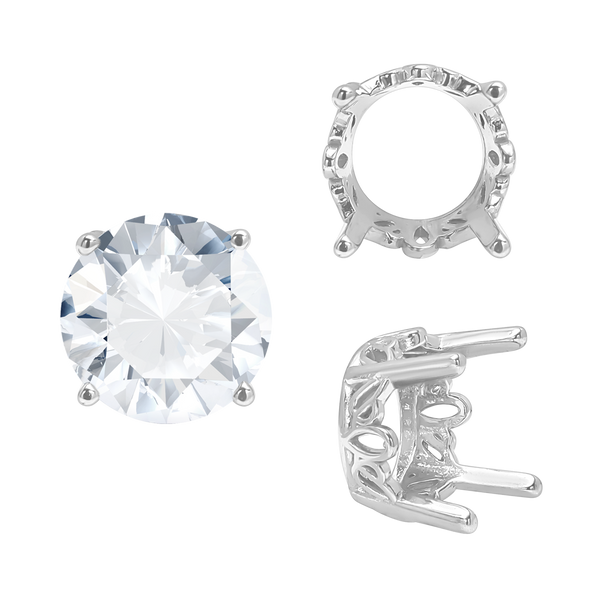 ITI NYC Four Prong Round Filigree Settings in 14K Gold (3.00 mm - 10.00 mm)