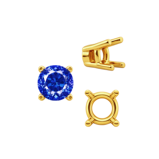 ITI NYC Four Prong Round Heavy Tapered Wire Basket Settings in 14K Gold (4.00 mm - 10.00 mm)