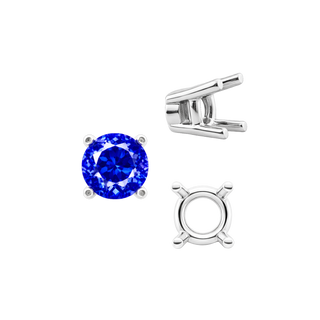 ITI NYC Four Prong Round Heavy Tapered Wire Basket Settings in Sterling Silver (4.00 mm - 10.00 mm)