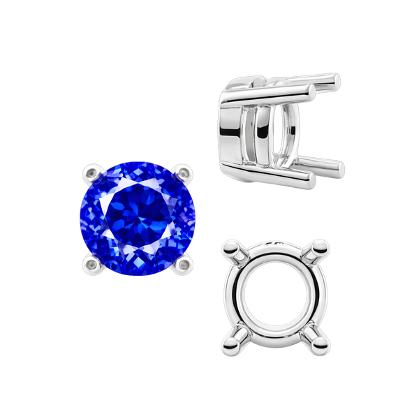 ITI NYC Four Prong Round Heavy Tapered Wire Basket Settings in 14K Gold (4.00 mm - 10.00 mm)