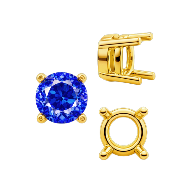 ITI NYC Four Prong Round Heavy Tapered Wire Basket Settings in 14K Gold (4.00 mm - 10.00 mm)