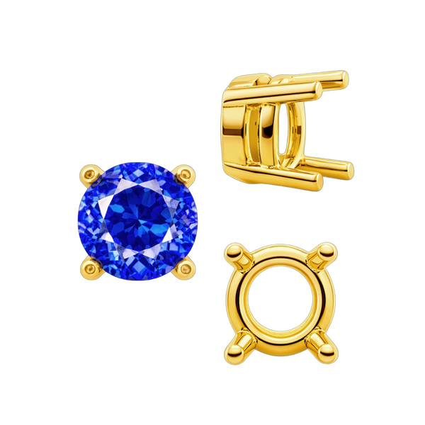 ITI NYC Four Prong Round Heavy Tapered Wire Basket Settings in 14K Gold (4.00 mm - 10.00 mm)