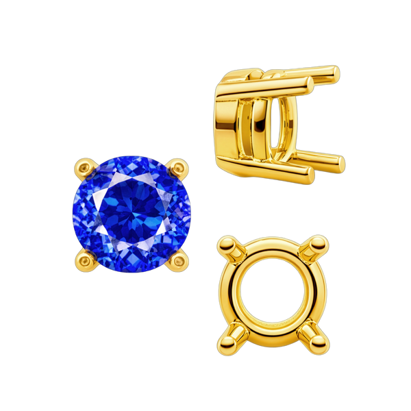 ITI NYC Four Prong Round Heavy Tapered Wire Basket Settings in 14K Gold (4.00 mm - 10.00 mm)