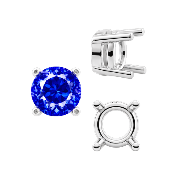 ITI NYC Four Prong Round Heavy Tapered Wire Basket Settings in Sterling Silver (4.00 mm - 10.00 mm)