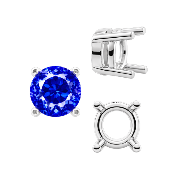 ITI NYC Four Prong Round Heavy Tapered Wire Basket Settings in 14K Gold (4.00 mm - 10.00 mm)