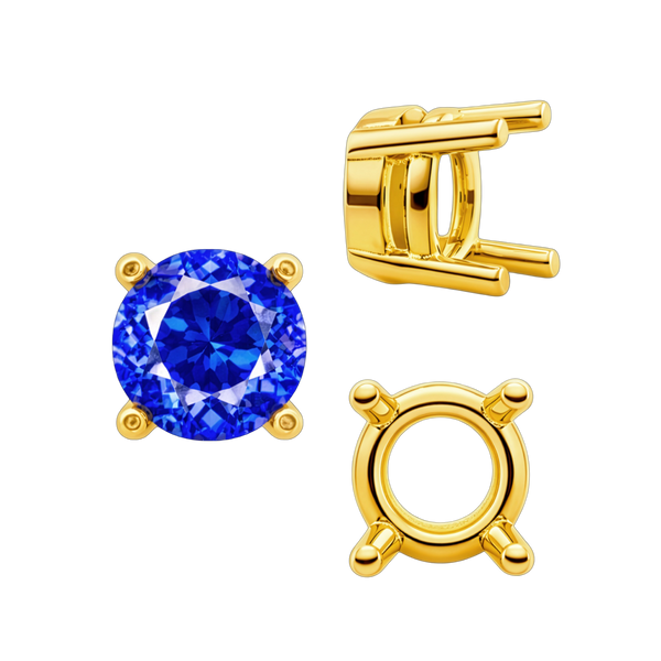 ITI NYC Four Prong Round Heavy Tapered Wire Basket Settings in 14K Gold (4.00 mm - 10.00 mm)