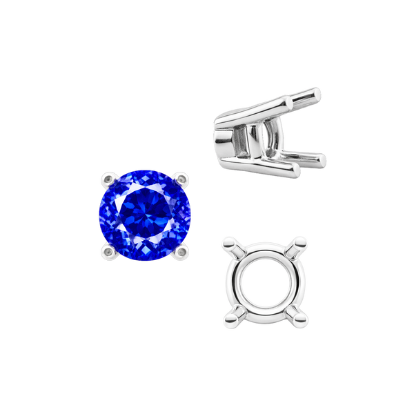 ITI NYC Four Prong Round Heavy Tapered Wire Basket Settings in 14K Gold (4.00 mm - 10.00 mm)