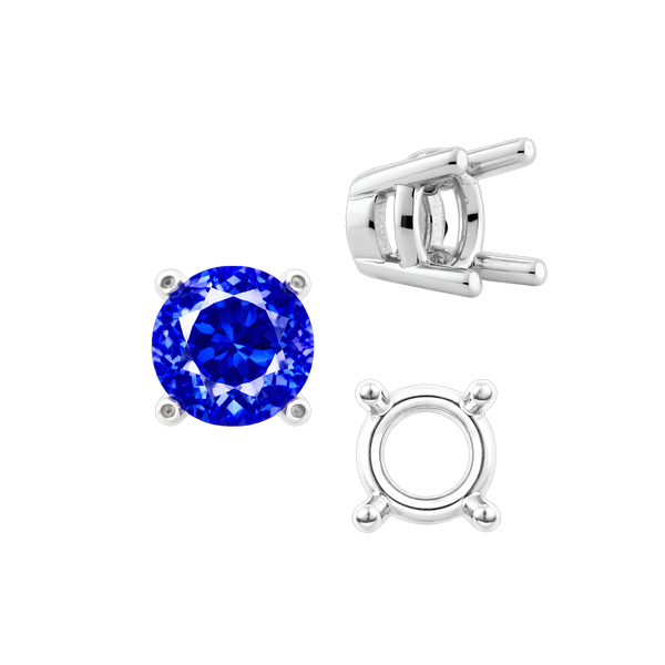ITI NYC Four Prong Round Heavy Tapered Wire Basket Settings in 14K Gold (4.00 mm - 10.00 mm)