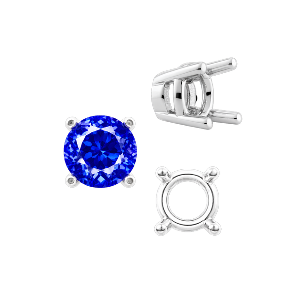 ITI NYC Four Prong Round Heavy Tapered Wire Basket Settings in 14K Gold (4.00 mm - 10.00 mm)