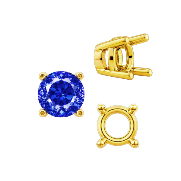 ITI NYC Four Prong Round Heavy Tapered Wire Basket Settings in 14K Gold (4.00 mm - 10.00 mm)