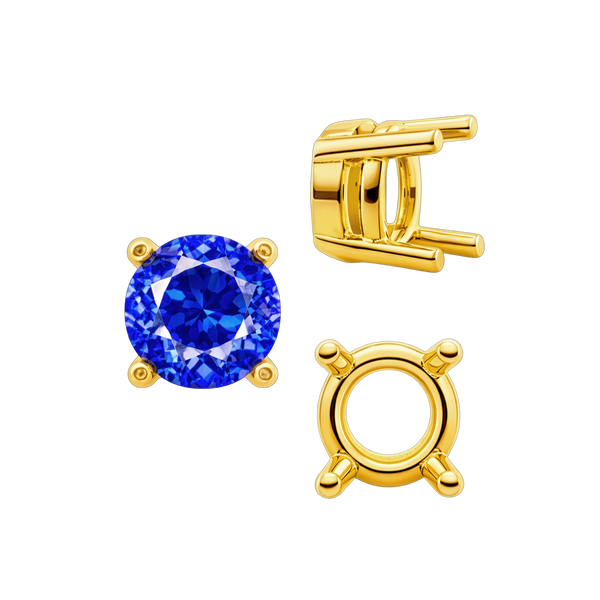 ITI NYC Four Prong Round Heavy Tapered Wire Basket Settings in 14K Gold (4.00 mm - 10.00 mm)