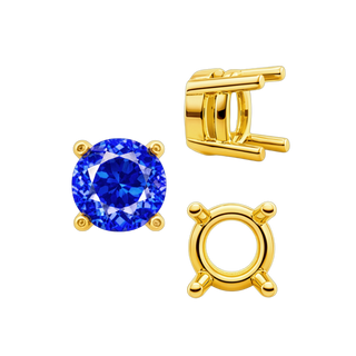 ITI NYC Four Prong Round Heavy Tapered Wire Basket Settings in 14K Gold (4.00 mm - 10.00 mm)