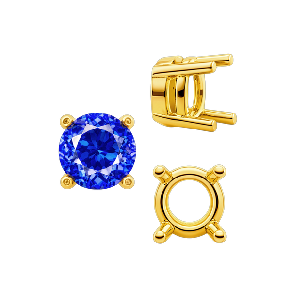 ITI NYC Four Prong Round Heavy Tapered Wire Basket Settings in 14K Gold (4.00 mm - 10.00 mm)