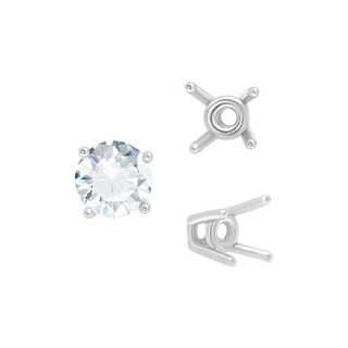 ITI NYC Four Prong Round High Tapered Wire Basket Settings in Sterling Silver (4.50 mm - 15.00 mm)