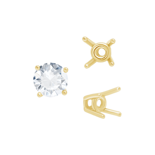 ITI NYC Four Prong Round High Tapered Wire Basket Settings in 18K Gold (4.50 mm - 11.50 mm)