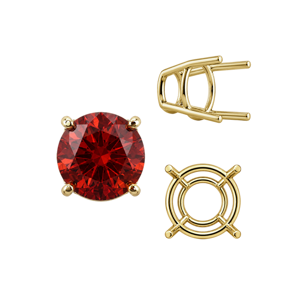 ITI NYC Four Prong Round High Tapered Wire Basket Settings in 14K Gold (4.50 mm - 12.00 mm)