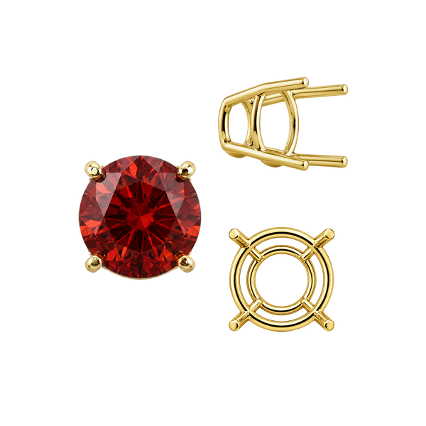 ITI NYC Four Prong Round High Tapered Wire Basket Settings in 14K Gold (4.50 mm - 12.00 mm)