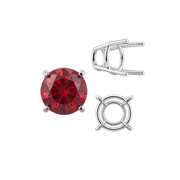 ITI NYC Four Prong Round High Tapered Wire Basket Settings in Sterling Silver (4.50 mm - 15.00 mm)