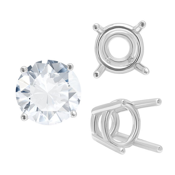 ITI NYC Four Prong Round High Tapered Wire Basket Settings in 14K Gold (4.50 mm - 12.00 mm)