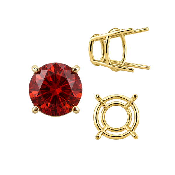 ITI NYC Four Prong Round High Tapered Wire Basket Settings in 14K Gold (4.50 mm - 12.00 mm)
