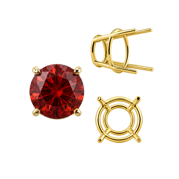 ITI NYC Four Prong Round High Tapered Wire Basket Settings in 14K Gold (4.50 mm - 12.00 mm)