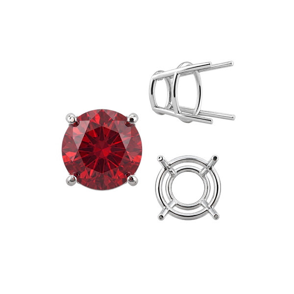 ITI NYC Four Prong Round High Tapered Wire Basket Settings in Sterling Silver (4.50 mm - 15.00 mm)