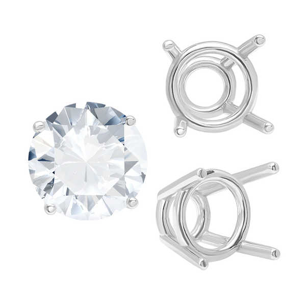 ITI NYC Four Prong Round High Tapered Wire Basket Settings in 14K Gold (4.50 mm - 12.00 mm)