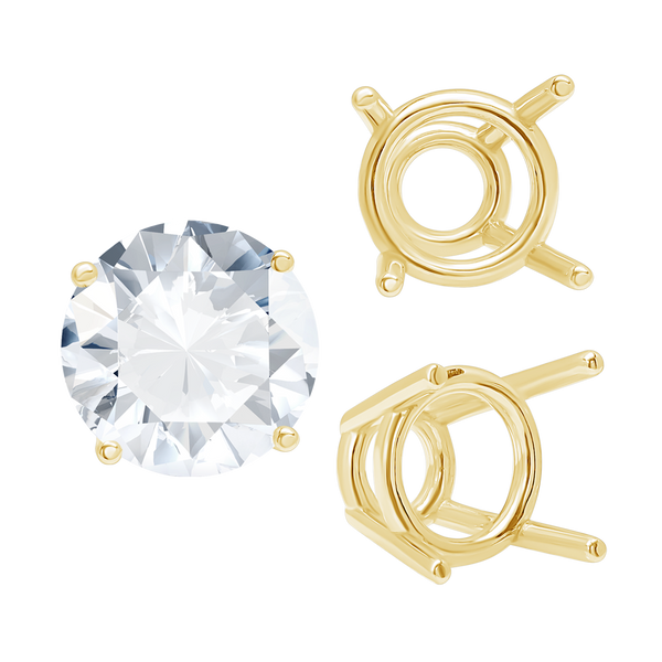 ITI NYC Four Prong Round High Tapered Wire Basket Settings in 14K Gold (4.50 mm - 12.00 mm)