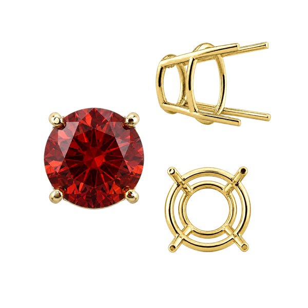 ITI NYC Four Prong Round High Tapered Wire Basket Settings in 14K Gold (4.50 mm - 12.00 mm)
